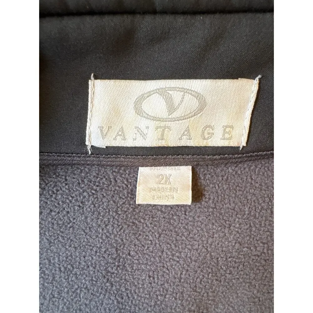 Vantage Men’s Softshell Fleece Lined Vest With Pockets Black Size 2X Golf - Picture 6 of 10